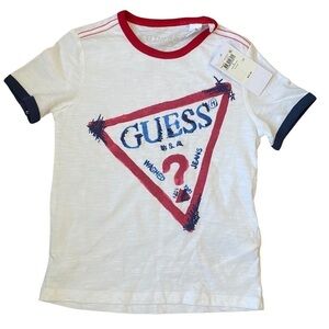 NWT GUESS Classic White Short Sleeve Graphic Tee Size 5